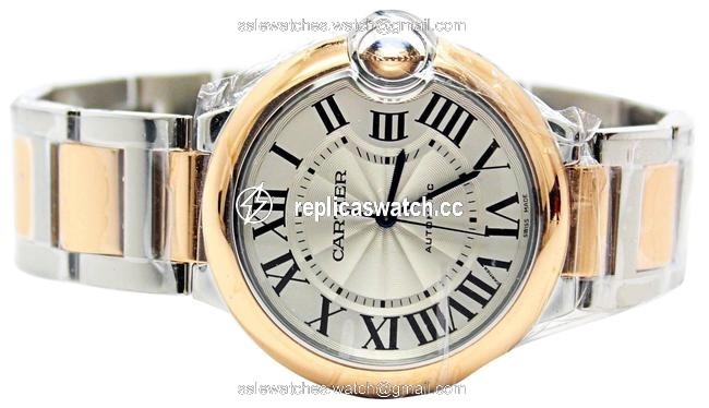 Cartier Silver Ballon Bleu 36mm Stainless Steel 18k Rose Gold Ref W2bb0003 Watch Cartier Silver Ballon Bleu 36mm Stainless Steel 18k Rose Gold Ref W2bb0003 Watch