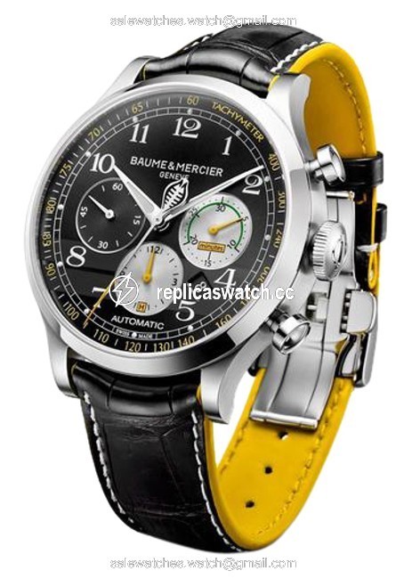 Baume & Mercier Black / Yellow Capeland Shelby Cobra Limited Edition Moa10282 Watch Baume & Mercier Black / Yellow Capeland Shelby Cobra Limited Edition Moa10282 Watch