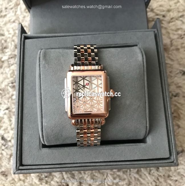 Michele Rose-gold/ Silver Limited Edition Deco 16 Two-tone Layered Dia Watch Michele Rose-gold/ Silver Limited Edition Deco 16 Two-tone Layered Dia Watch