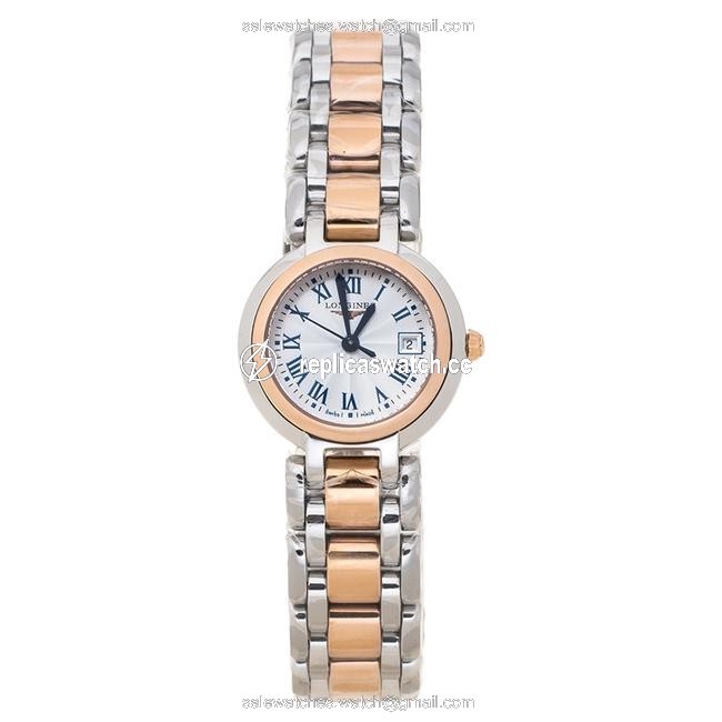 Longines Silver 18k Rose Gold Stainless Steel Primaluna L8.110.5.78.6 Womens Wristwatch 26.50 Mm Watch Longines Silver 18k Rose Gold Stainless Steel Primaluna L8.110.5.78.6 Womens Wristwatch 26.50 Mm Watch