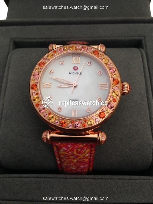 Michele Rose Gold Ltd Ed Caber Topaz 18k with Diamonds and Topaz Watch Michele Rose Gold Ltd Ed Caber Topaz 18k with Diamonds and Topaz Watch