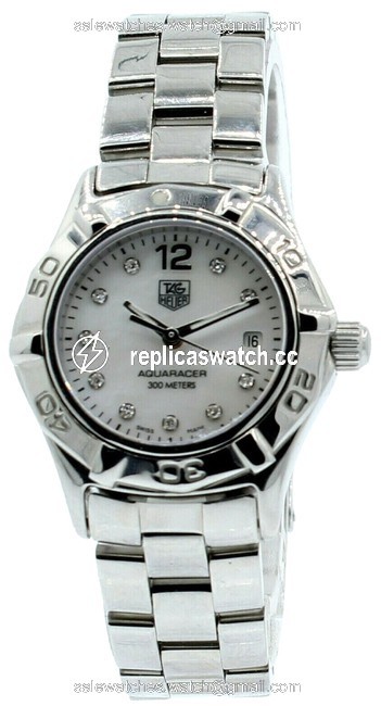 TAG Heuer Silver Ladies Aquaracer White Mother Of Pearl and Diamond Dial Watch TAG Heuer Silver Ladies Aquaracer White Mother Of Pearl and Diamond Dial Watch