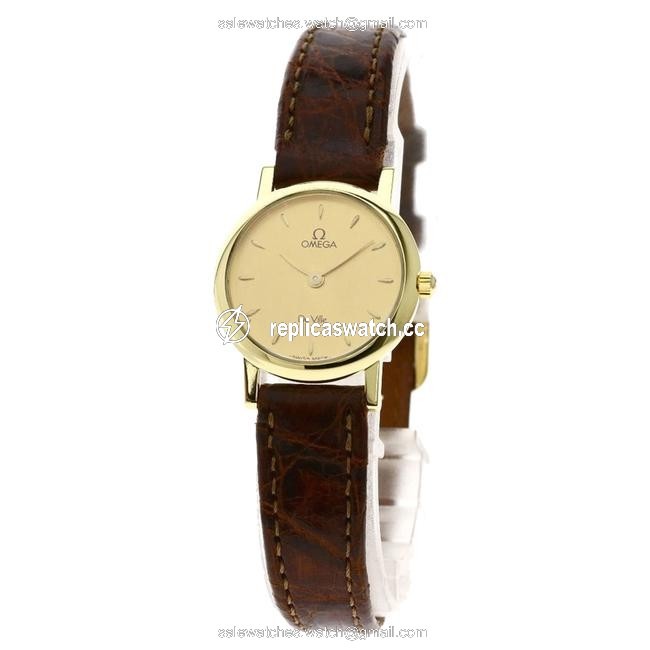 Omega Champagne 18k Yellow Gold De Ville Quartz Womens Wristwatch 23 Mm Watch Omega Champagne 18k Yellow Gold De Ville Quartz Womens Wristwatch 23 Mm Watch