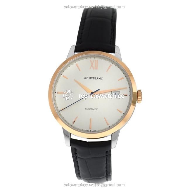 Montblanc Silver Gold New Mens Heritage Spirit 111624 Steel 39mm Watch Montblanc Silver Gold New Mens Heritage Spirit 111624 Steel 39mm Watch