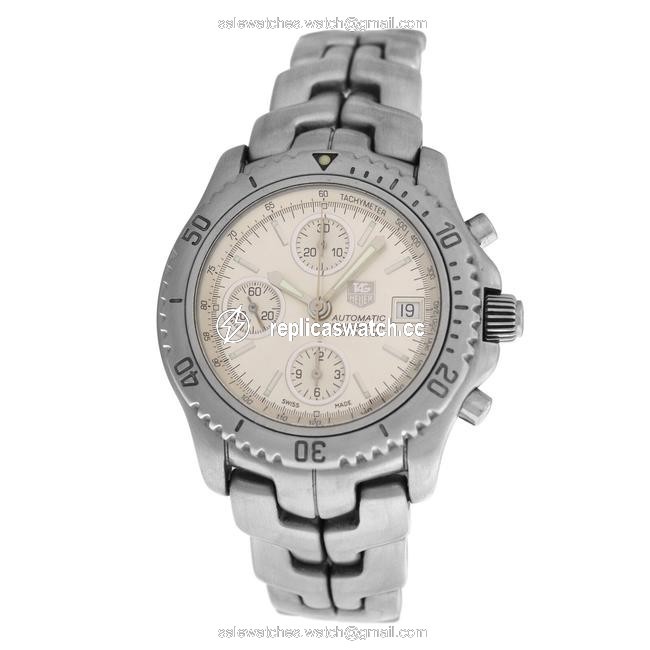 TAG Heuer Silver Mens Link Ct2113 Chronograph Steel 41mm Watch TAG Heuer Silver Mens Link Ct2113 Chronograph Steel 41mm Watch