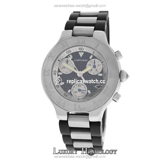 Cartier Mens Must 21 Chronoscaph Ref. 2424 Chronograph Date Quartz Watch Cartier Mens Must 21 Chronoscaph Ref. 2424 Chronograph Date Quartz Watch