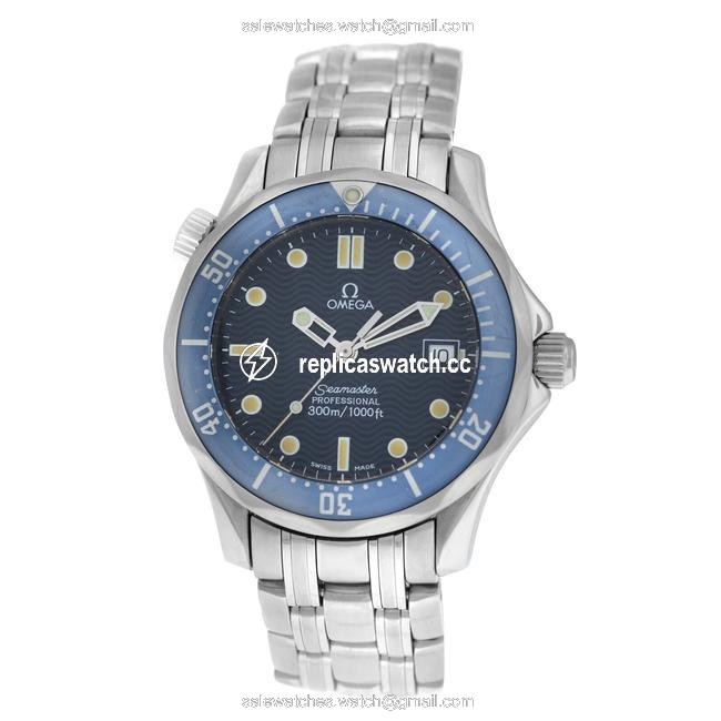 Omega Silver Mens Midsize 36mm Seamaster 2561.80 James Bond Date 300m Quartz Watch Omega Silver Mens Midsize 36mm Seamaster 2561.80 James Bond Date 300m Quartz Watch