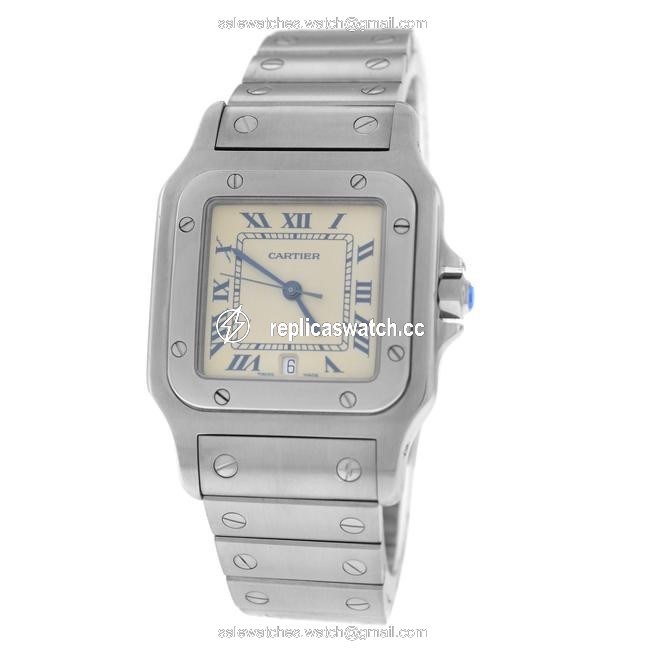 Cartier Silver Mens Unisex Santos 987901 W20060d6 Date 29mm Steel Quartz Watch Cartier Silver Mens Unisex Santos 987901 W20060d6 Date 29mm Steel Quartz Watch