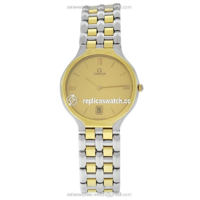 Omega Yellow Gold Silver Mens Unisex Classic 196.0316 Steel 32mm Quartz Date Watch Omega Yellow Gold Silver Mens Unisex Classic 196.0316 Steel 32mm Quartz Date Watch