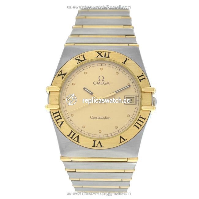 Omega Gold Silver Mens Unisex Constellation 396.1070 Full Bar 32mm Quartz Watch Omega Gold Silver Mens Unisex Constellation 396.1070 Full Bar 32mm Quartz Watch
