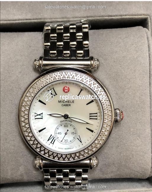 Michele Silver Caber Diamond Watch Michele Silver Caber Diamond Watch