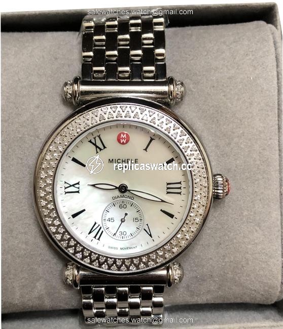 Michele Silver Caber Diamond Mother-of-pearl Dial Watch Michele Silver Caber Diamond Mother-of-pearl Dial Watch