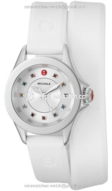 Michele Silver Cape Mini Silicone Watch Michele Silver Cape Mini Silicone Watch