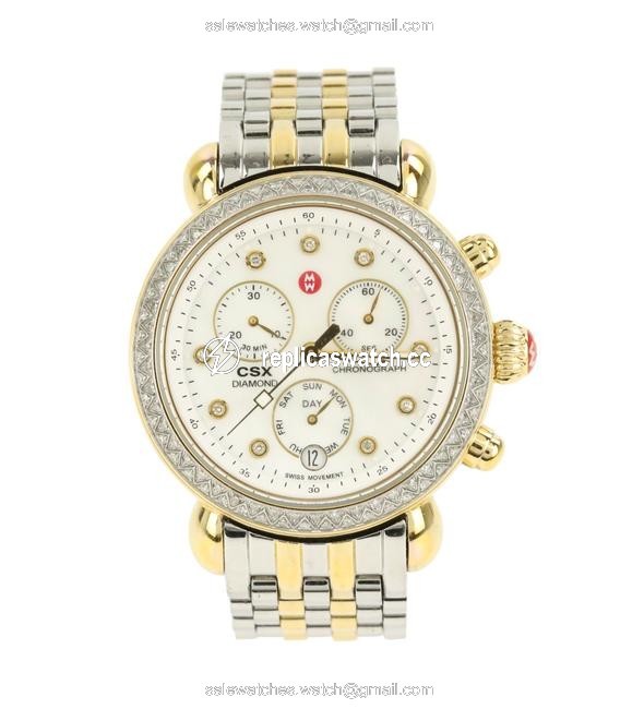 Michele Silver Csx Chronograph Diamond Sidney Watch Michele Silver Csx Chronograph Diamond Sidney Watch