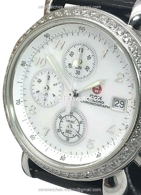Michele Silver Csx Diamond Chronograph Womens M71-4000/5000 Watch Michele Silver Csx Diamond Chronograph Womens M71-4000/5000 Watch