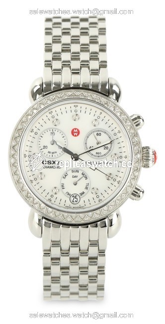 Michele Silver Csx Diamond Mother Of Pearl Watch Michele Silver Csx Diamond Mother Of Pearl Watch