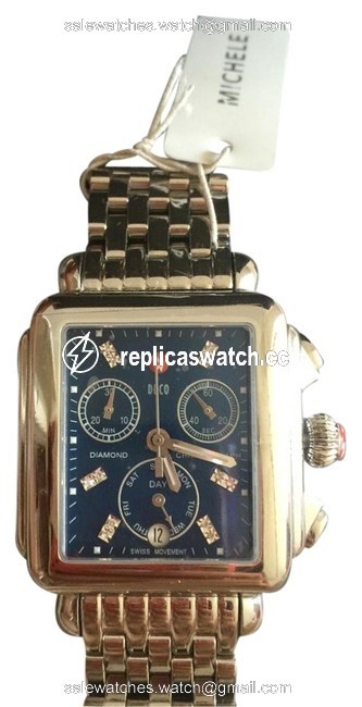 Michele Silver/ Blue Deco Diamond Dial Mw06p00a0956 Watch Michele Silver/ Blue Deco Diamond Dial Mw06p00a0956 Watch