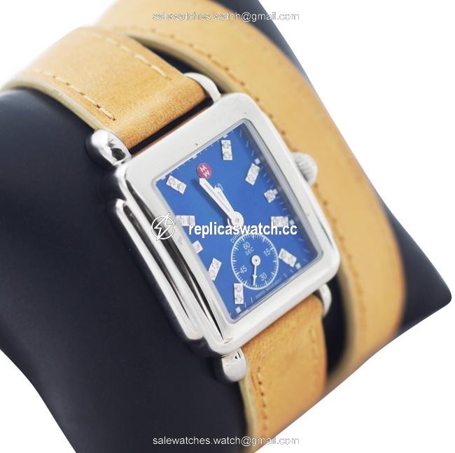 Michele Deco Mid Blue Dial Diamond Watch Michele Deco Mid Blue Dial Diamond Watch