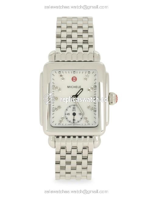 Michele Silver Deco Mid Diamond Watch Michele Silver Deco Mid Diamond Watch