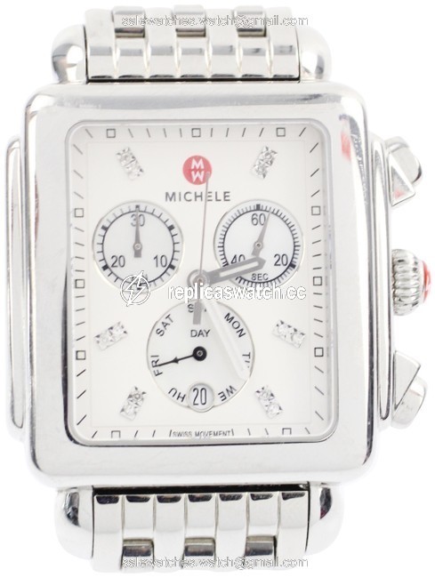 Michele Silver XL Diamond Deco Watch Michele Silver XL Diamond Deco Watch