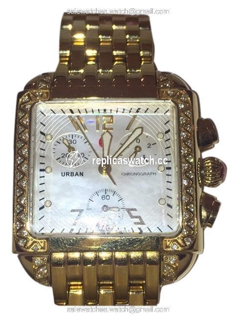 Michele Mother-of-pearl and Gold Milou 66 Diamond Bezel with Dial Watch Michele Mother-of-pearl and Gold Milou 66 Diamond Bezel with Dial Watch