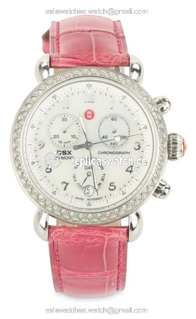 Michele Multicolor Csx-36 Diamond Pink Alligator Strap Watch Michele Multicolor Csx-36 Diamond Pink Alligator Strap Watch