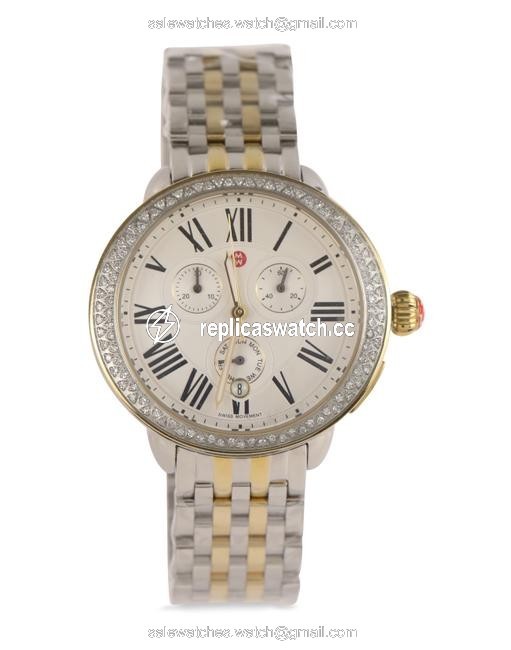Michele Silver Gold Two Tone Serein Diamond Watch Michele Silver Gold Two Tone Serein Diamond Watch