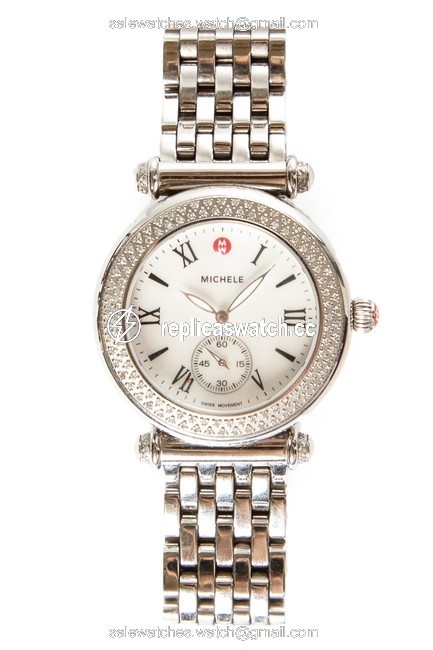 Michele Silver Stainless Steel Caber Watch Michele Silver Stainless Steel Caber Watch