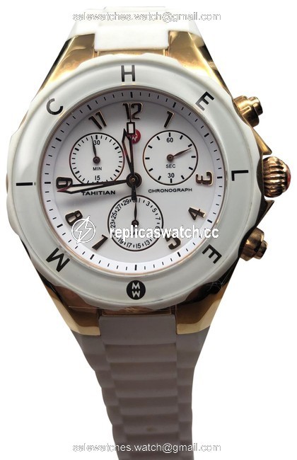 Michele Rose Gold and White Mww12f000008 Watch Michele Rose Gold and White Mww12f000008 Watch
