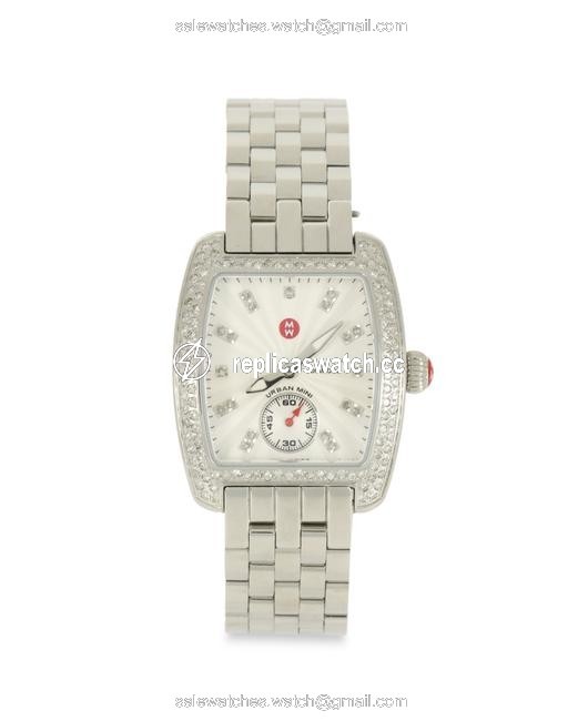 Michele Silver Urban Mini Diamond Watch Michele Silver Urban Mini Diamond Watch