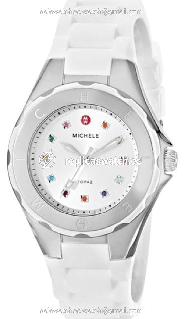 Michele White Silver Multi Jelly Mww12p000001 Tahitian Bean Watch Michele White Silver Multi Jelly Mww12p000001 Tahitian Bean Watch