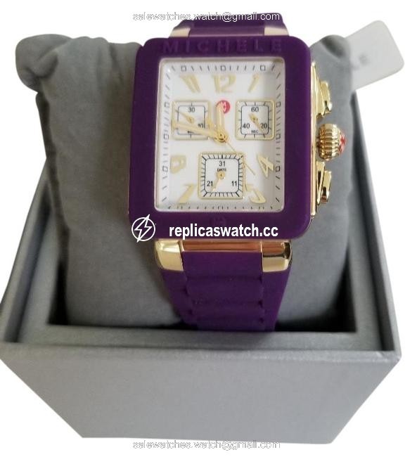 Michele Purple Jelly Womens Park Bean Chronograph Silicone New Watch Michele Purple Jelly Womens Park Bean Chronograph Silicone New Watch