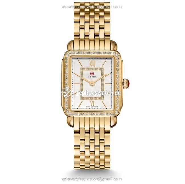 Michele Gold Deco Ii Stainless Mother Of Pearl Diamond Mww06i000007 Watch Michele Gold Deco Ii Stainless Mother Of Pearl Diamond Mww06i000007 Watch