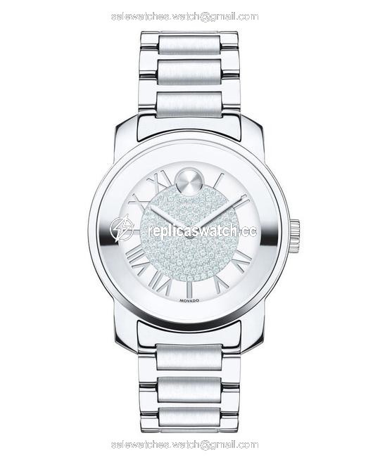 Movado Silver Bold Stainless Pave Crystal Womens Quartz 3600254 Watch Movado Silver Bold Stainless Pave Crystal Womens Quartz 3600254 Watch