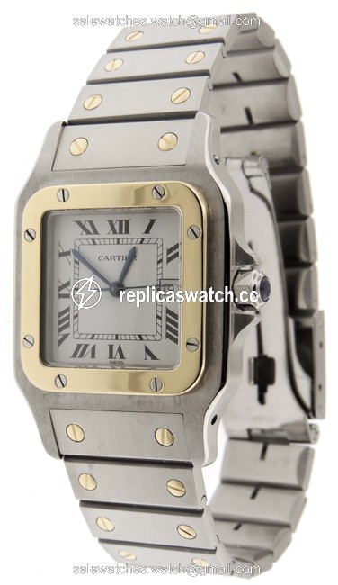 Cartier White Santos 18k Yellow Gold/Stainless Steel 29mm Watch Cartier White Santos 18k Yellow Gold/Stainless Steel 29mm Watch