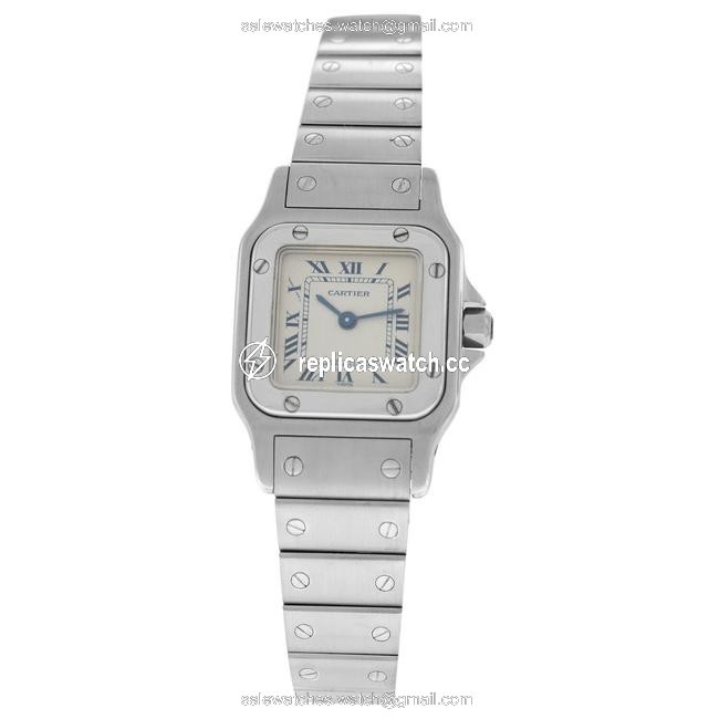 Cartier Silver Ladies Santos Galbee 1565 Stainless Steel 24mm Quartz Watch Cartier Silver Ladies Santos Galbee 1565 Stainless Steel 24mm Quartz Watch