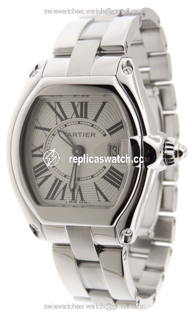 Cartier Silver Box Mint Ladies Roadster 2675 Ss 30x36mm Date & Papers Watch Cartier Silver Box Mint Ladies Roadster 2675 Ss 30x36mm Date & Papers Watch