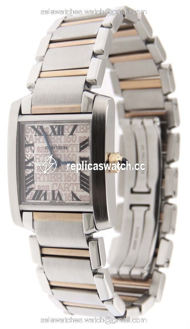Cartier Silver Box Tank Francaise Special Edition 2384 18k Rg Ss Watch Cartier Silver Box Tank Francaise Special Edition 2384 18k Rg Ss Watch