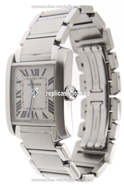 Cartier Silver Box Tank Francaise Ss Midsize 2465 Date 26mm and & B Watch Cartier Silver Box Tank Francaise Ss Midsize 2465 Date 26mm and & B Watch