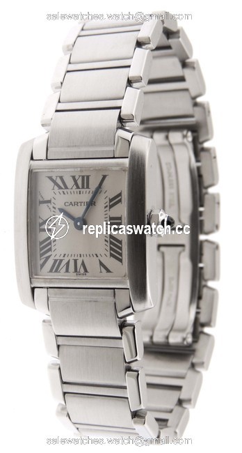 Cartier White Mint Ladies Tank Francaise 2384 Ss 21mm Quartz Watch Cartier White Mint Ladies Tank Francaise 2384 Ss 21mm Quartz Watch