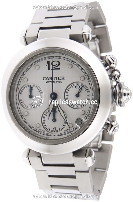 Cartier White Pasha C 2412 Chronograph Ss 35mm Date Watch Cartier White Pasha C 2412 Chronograph Ss 35mm Date Watch