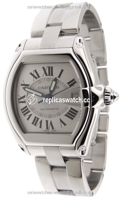 Cartier Silver Mint Men Roadster Large Ss 2510 Dial Date Watch Cartier Silver Mint Men Roadster Large Ss 2510 Dial Date Watch