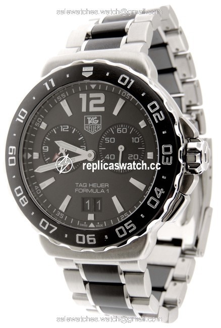 TAG Heuer Black Mint Men Formula 1 Chrono Alarm Wau111c Ceramic/Ss Date 42mm Watch TAG Heuer Black Mint Men Formula 1 Chrono Alarm Wau111c Ceramic/Ss Date 42mm Watch