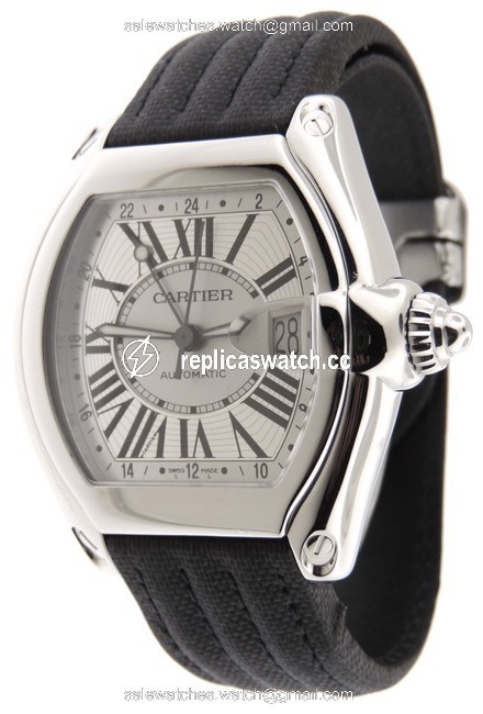 Cartier Silver XL Mint Mens Roadster Gmt Stainless Steel 2722 Date Watch Cartier Silver XL Mint Mens Roadster Gmt Stainless Steel 2722 Date Watch