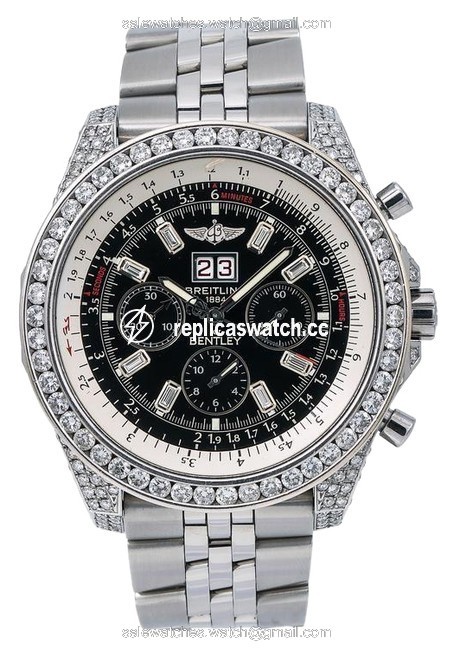 Breitling Black Bentley 6.75 A44362 48mm Dial with 11.75 Ct Diamonds Watch Breitling Black Bentley 6.75 A44362 48mm Dial with 11.75 Ct Diamonds Watch