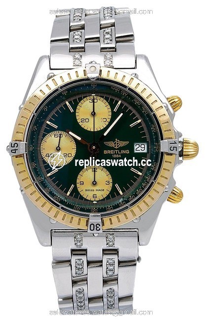 Breitling Dark Green Chronomat K13048 40mm Black Dial with Stainless Steel Watch Breitling Dark Green Chronomat K13048 40mm Black Dial with Stainless Steel Watch