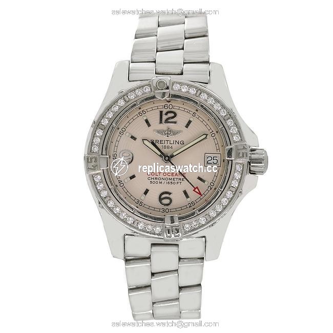 Breitling White and Silver Colt Oceane A77380 33mm Dial with Diamond Bezel Watch Breitling White and Silver Colt Oceane A77380 33mm Dial with Diamond Bezel Watch