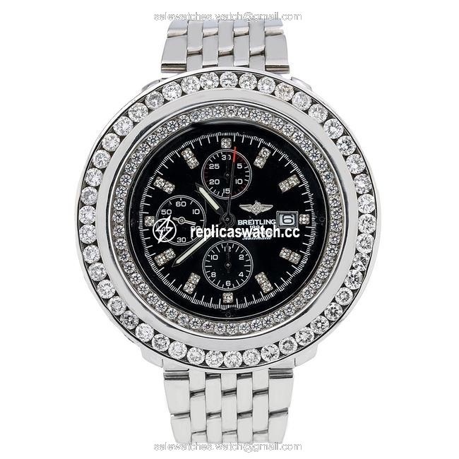 Breitling Black Navitimer World A24322 46mm Diamond Dial with 10.80 Ct Watch Breitling Black Navitimer World A24322 46mm Diamond Dial with 10.80 Ct Watch