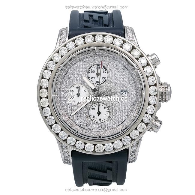 Breitling White Super Avenger A13370 48mm Diamond Dial with 20.50 Ct Watch Breitling White Super Avenger A13370 48mm Diamond Dial with 20.50 Ct Watch
