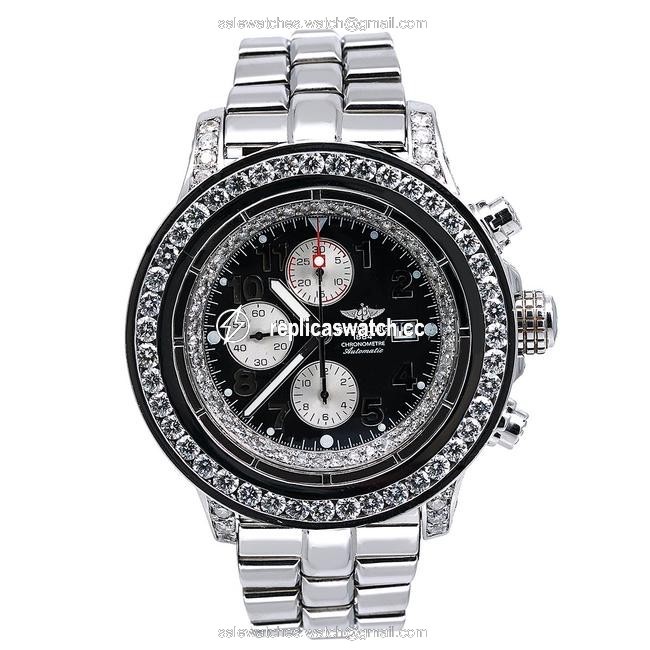Breitling Black Super Avenger A13370 48mm Diamond Dial with 9.35 Ct Watch Breitling Black Super Avenger A13370 48mm Diamond Dial with 9.35 Ct Watch
